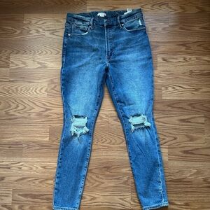 Womens Good American Blue Distressed Jeans